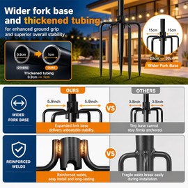 2 Pack String Light Poles for Outside, Christmas Light Hanger Pole Metal Light Stand for Outdoor Garden Fence Patio Backyard Yard Deck Party Camping