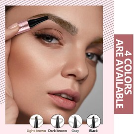 Magischer Augenbrauenstift, Augenbrauenstift mit 4 Mikrogabelspitzen, 2024 Neu 3D-Microblading-Augenbrauenstift, Wasserdichter Schweißfester Wischfest, Leicht Natürliche Augenbrauen Brauen