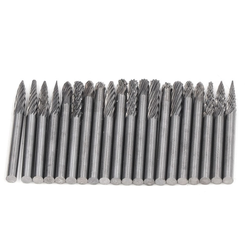 20Pcs Tungsten Carbide Burr Set Cutter Bit Cone End Mill