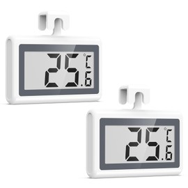 Brifit Kühlschrankthermometer, 2 Stück mini Thermometer Kühlschrank, Digital Thermometer mit Frost Alarm, Gut Lesbarem LCD-Anzeige Lesen Perfek Gefrierfach Thermometer für Küche, Restaurants, Home