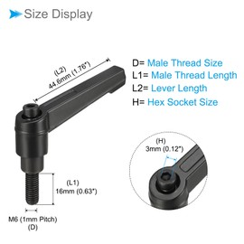 CoCud Clamp Lever Handle M6 x 16mm Male Thread Adjustable Quick Release Lock Swivel Bolt Knob Black for Lathe Machines 2pcs