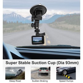 Dosvsi Suction Camera Mount, Car Camera Holder for Dashboard Windshield, Suction Cup Stand with 1/4" Tripod Adapter for Gopro Hero 12 11 10 9 8 7, Max, Session, DJI OSMO Action, DSLR, More Cameras