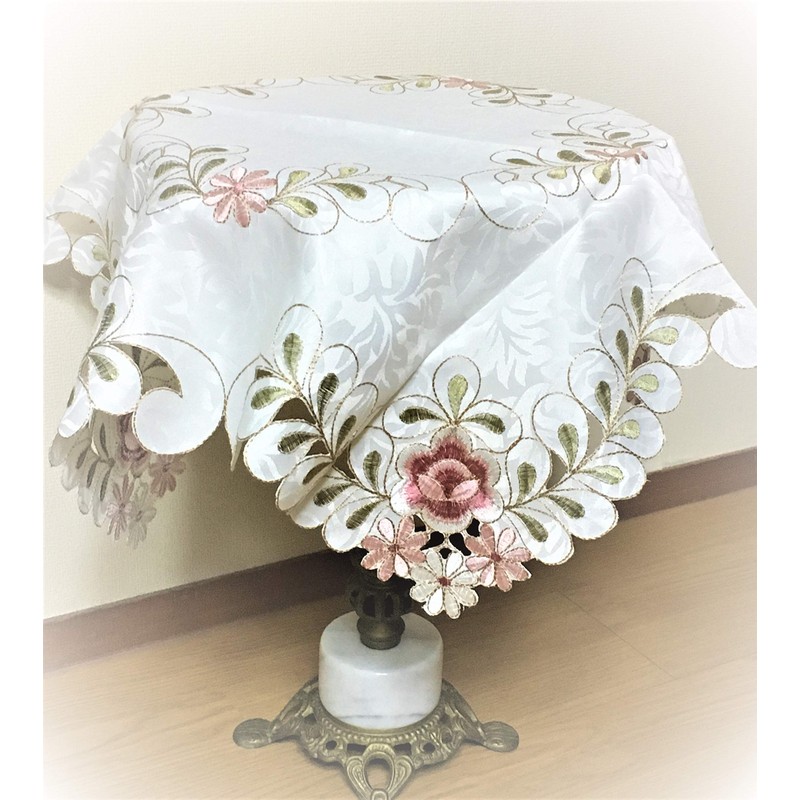 Tablecloth - Square Scandinavian - Embroidered Lace Side Table -