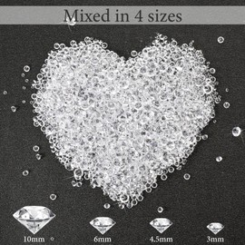 Hicarer 7000 Pieces Diamond Decorations Bling Bling Diamond Vase Filler Acrylic Gem Table Scatter Crystals in Four Sizes Table Decorations for Wedding Birthday Party Bridal Shower(White)