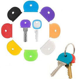 XINCHENG 10 Pieces Key Covers Caps, Key Identifiers Caps, Key Colour Caps, Flexible Half Round PVC Key Tags, Coloured Key Caps Label for Easy Identifying House Door Keys