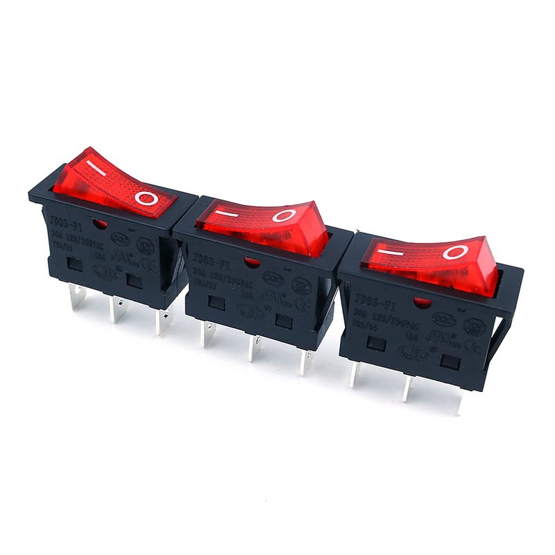 Tiardey 3Pcs AC 30A 250V/125V 3 Pin ON/Off Waterproof Boat