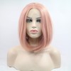 Pink Bob Synthetic Lace Front Wigs Narutal Straight Dark Roots