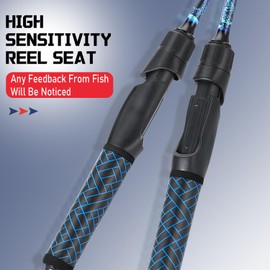 Sougayilang Fishing Rods,IM7 Graphite Spinning Rod & Casting Rod, Stainless Steel Guides, SuperPolymer Handle,“S” Style Hook Keeper