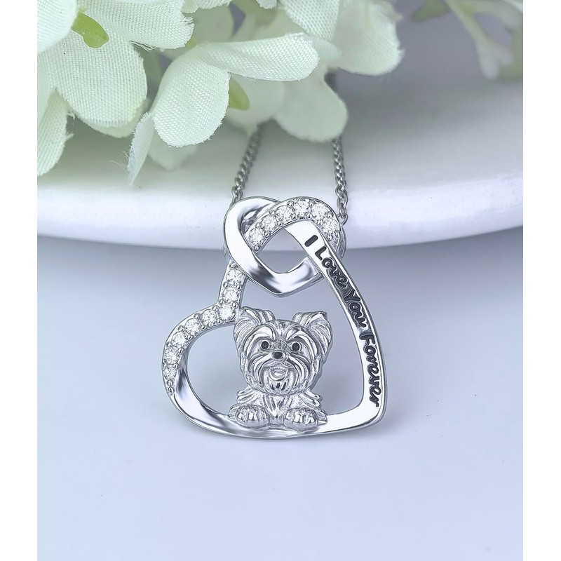 Yorkie Necklace 925 Sterling Silver Yorkie Pendant Dog Necklace Jewelry