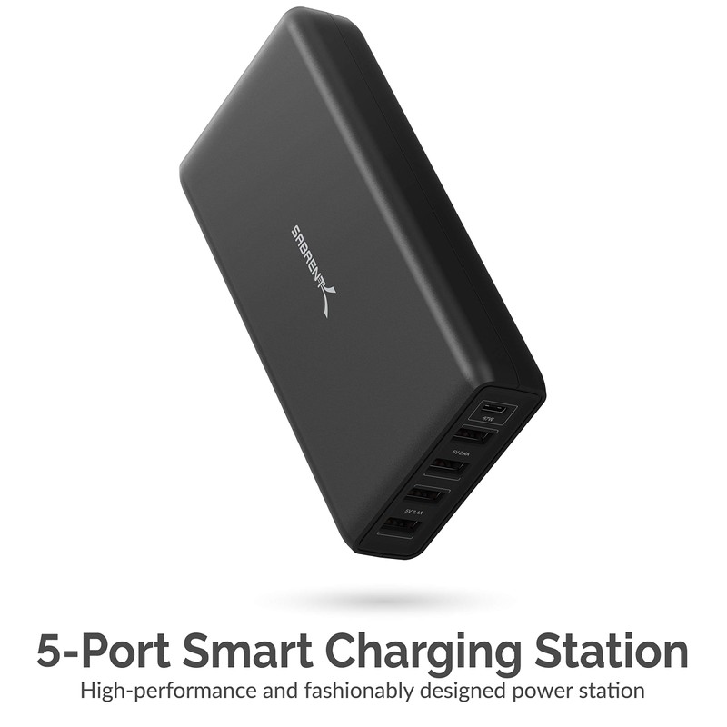 Sabrent 114W - Cargador Inteligente de 5 Puertos USB A