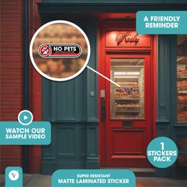 Bilingual Service Animals Allowed Only Sticker | 1 Pack No Pets Allowed Sign | 8in x 2.5in Permanent Matte Vinyl Sticker | Waterproof Service Animal Welcome Sign