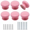 YuGtcen Wooden Cabinet Knobs 6 Pack, Pink Drawer Knobs Wood