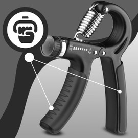 Retoo Hand trainer with adjustable resistance from 5 kg to 60 kg, non-slip, forearm trainer, grip strength trainer, finger trainer, training device for hand recovery, black