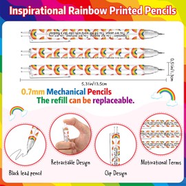 AmazingSpark 60 Sets Back to School Gifts Inspirational Rainbow Retractable Pencil and Motivational Eraser, Bookmark Motivation Encouragement Gift for Students Teacher Classroom Award Supplies