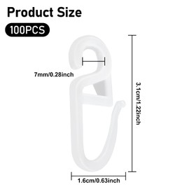 Mooshy 100 Clip Over Hooks with 7 mm Eyelet Curtain Hooks for Rings Curtain Hooks for Hanging Folding Hooks for Curtain Rings Curtain Hooks Clips