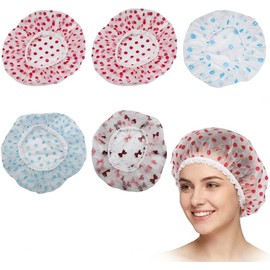 Gorro de Ducha Impermeable, 5 Piezas, Shower Cap Reutilizable, Multicolor Elástico, Gorro de Natacion Mujer y Hombre Multicolor para Spa, Salón, Uso Doméstico y Hote