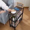 Narrow Side Table, End Table with 3 Tier Storage Shelves,