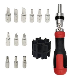 Miayaya Ratcheting Screwdriver 13 in 1 Elbow Universal Ratchet Screwdriver Multifunctional Magnetic Tool Kit for Furniture Car Computer Electronics Maintenance (Red)