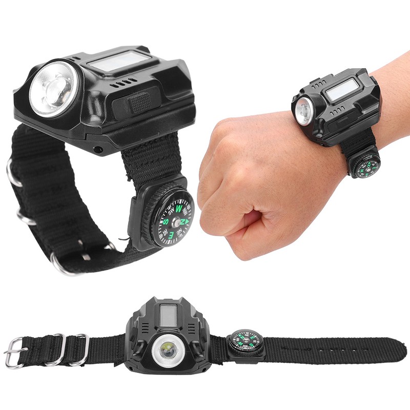 Wrist LED Light Hand Flashlight with Display Electronic Watch MultiFunctional