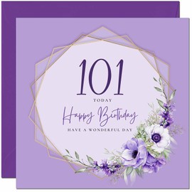 100th Birthday Card for Men women - Floral Beautiful Birthday Card for 100 Year old Woman Ladies Grandma Nan Mum Aunt Nan Friend Sister hundredth hundred Nanny