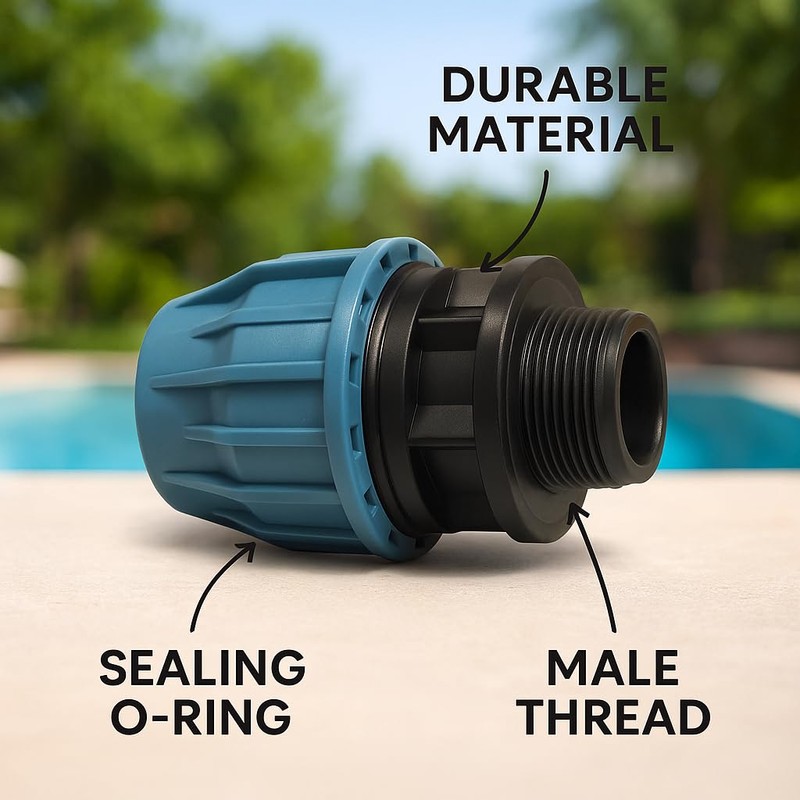 Polypropylene Coupling Clamp x Male Thread AG Connection Screw 16