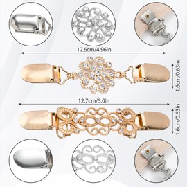 Brooches for Clothing, Pack of 4 Clips for Clothing, Silver Vintage Collar Scarf, RCA Clip, Alloy Cardigan Clip, Suitable for Women, Girls, Shirts, Cardigan Dress (Gold Silver), Metal