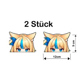 Sameko Saba Staring Peeker Sticker Anime Vtuber Style - Weather Resistant - For Car Laptop Motorcycle - Set of 2 12 x 9 cm