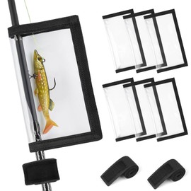 TSV Fishing Lure Wraps, 6PCS Clear Bait Hooks Holders Cover with 2PCS Tangle-Free Pole Sleeve Straps for Fishing Rod Storage Organizer