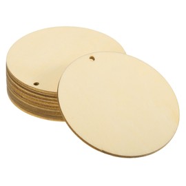 sourcing map 20Pcs 80mm(3inch) Unfinished Round Wooden Circles with Holes Round Wood Discs Hanging Tags for Crafts Project, DIY Decorations