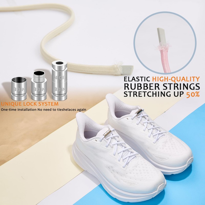 No Tie Shoe Laces System with Elastic Laces, Elastic Shoelaces