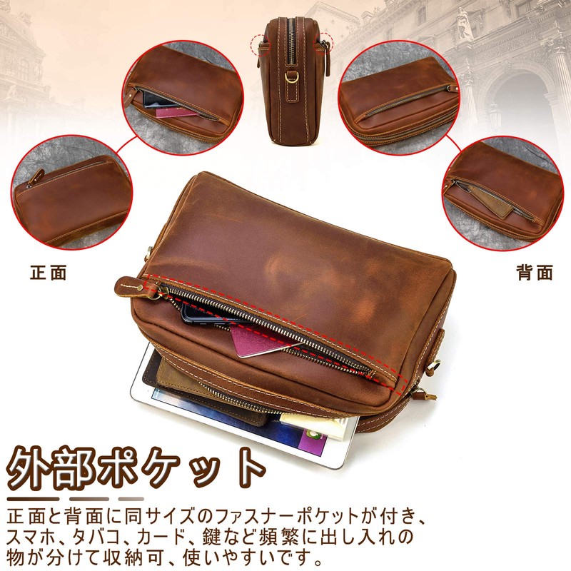 Luufan Clutch Bag, Genuine Leather, Men's, Second Bag, Leather, Small