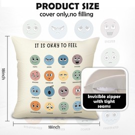 Akeve Feelings Wheel Pillow Cover - Emotion Wheel Pillow Case for Counselor Office & School Supplies (1, Yellow Rainbow)