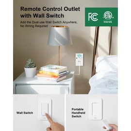 TREEWELL Remote Control Outlet Wireless Wall Switch, 200ft RF Range Wireless Remote Light Switch, No Wiring, 15A/1875W Electrical Remote Outlet for Indoor Lamps and Household Appliances, ETL Listed