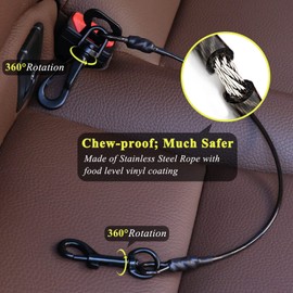 VIVAGLORY Dog Safety Harness, Chew Proof Multifunctional Waterproof Dog Seat Belt, Heavy Duty Steel Rope, Pet Car Seat Belt, Restraint Harness for Small Dogs, 42cm, Black