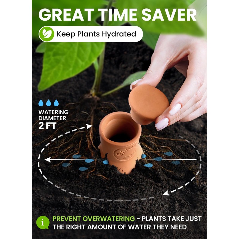 4 Pcs Ollas Terracotta Watering Pots Large - 14 Oz