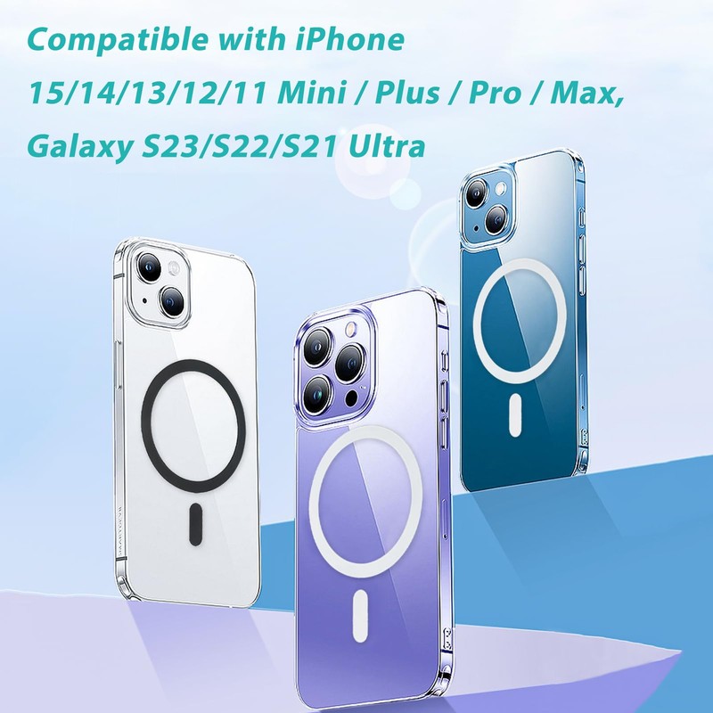 Pack of 4 Universal Magnetic Ring Stickers, Compatible with MagSafe