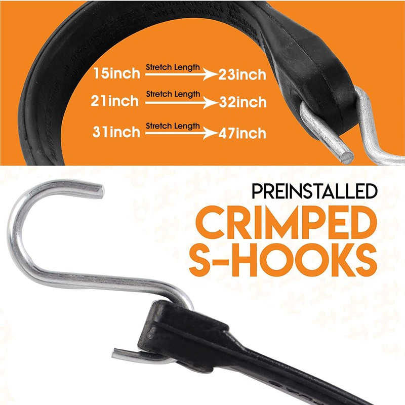 XSTRAP STANDARD Multiple Size Natural Rubber Tarp Bungee Straps Tie