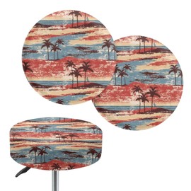 Wanzuoeng - Fundas redondas para sillas con estampado de árbol de coco, fundas elásticas y antideslizantes redondas para taburetes de bar, cómodas fundas de asiento a prueba de polvo para el hogar