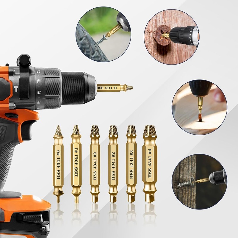 AYMBH Set 6-Piece HSS Drill Bit Kit for Stripped, Rusted,