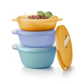 Tupperware Essentials Store Serve & Go Bowl Set, Medium, 3 Piece Food Storage, Durable and Portable Container, Ideal for Preparing and Serving, Keeps Food Fresh