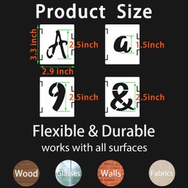 BAMIDELE 2.5 Inch Letter Stencils and Numbers, 66 Pcs Reusable Plastic Alphabet Symbol Interlocking Drawing Template Kit for Painting on Wood, Wall, Chalkboard, Fabric, Door Porch, Signage