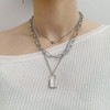 Gleamart Silver Chain Layered Necklace Lock Three Layer Necklace for