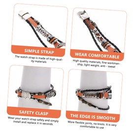 CAXUSD Design Retro Smart Band Beaded Wristband for 6 NFC Vintage Wrist Belt Metal Frame