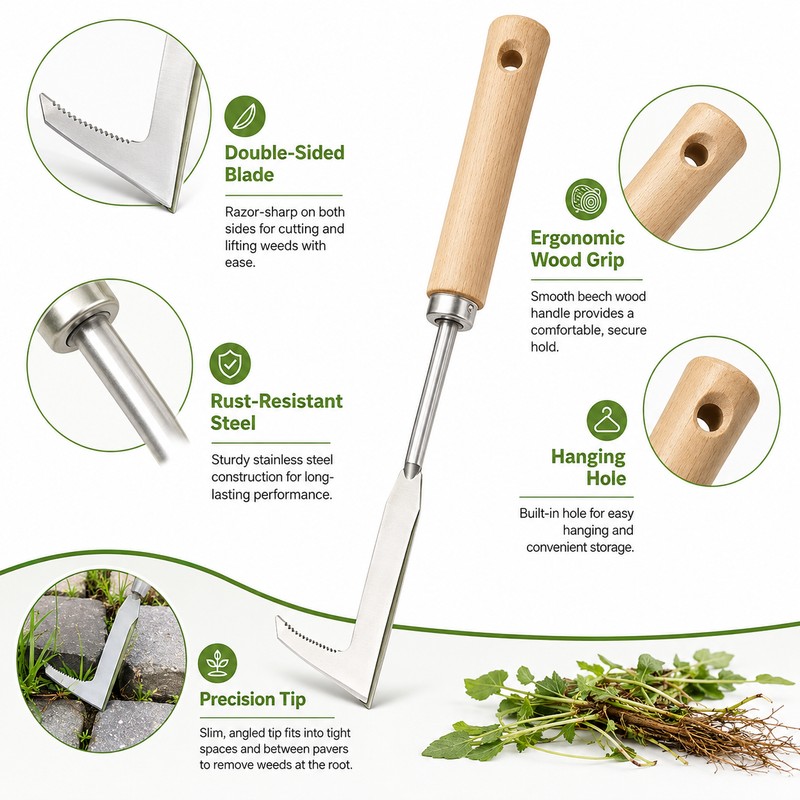 Handheld Crack Weeder Tool for Garden Work – Stainless Steel