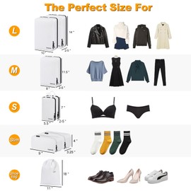 Lumesner Compression Packing Cubes, 8 Set Travel Packing Cubes for Carry on Suitcases, Compression Suitcase Organizers Bag Set & Travel Cubes (8pc - White)