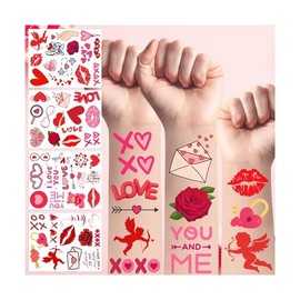 Valentine Temporary Tattoos Valentine Decorations Party Favors Love Kiss Heart Rose Lips Rose Valentine Party Supplies Accessories Gift Idea For Couple Stickers Décor Kids Boy Girls Teens Adult
