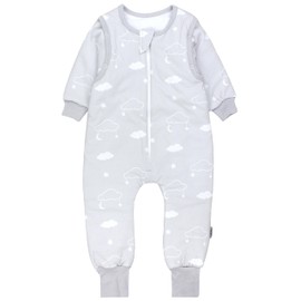 TupTam Baby Sleeping Bag with Feet and Sleeves Oeko-Tex Certified Materials Winter Sleeping Bag, Clouds with stars and moon grey