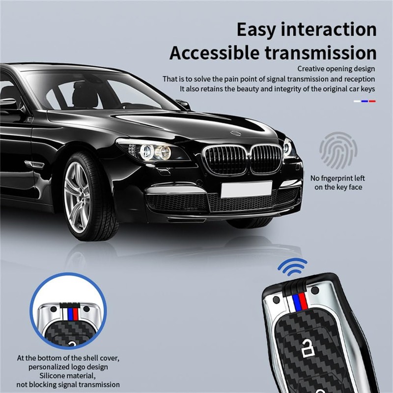 TECART Carbon Texture Smart Remote Key Cover 3 Button Luminous