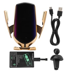 R1 10W Automatic Clamping Car Wireless Charger Gold Color(For Android B Interface Receiver)