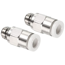 PATIKIL M6 Push to Fit 4mm OD Hose Connect Fittings, 2 Pack Straight Coupling Adapter for Gas Pneumatic Air Flow Transition, White & Silver Tone